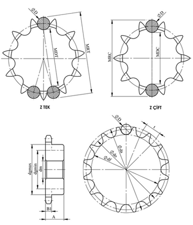 Zincir Dişli Teknik Çizim